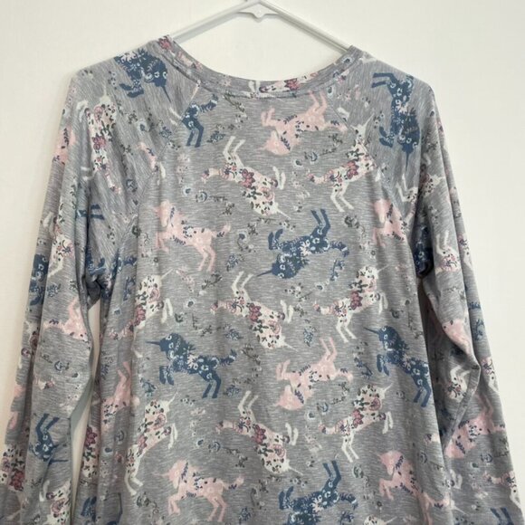 JACLYN INTIMATES Whisperluxe Gray Pink Unicorn 3/4 Sleeve Nightgown Pajamas PJs - Picture 11 of 12